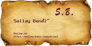 Sallay Benő névjegykártya